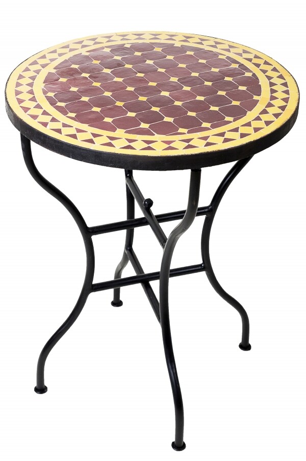 Tavolino marocchino a mosaico Marrakech, giallo bordeaux, &O