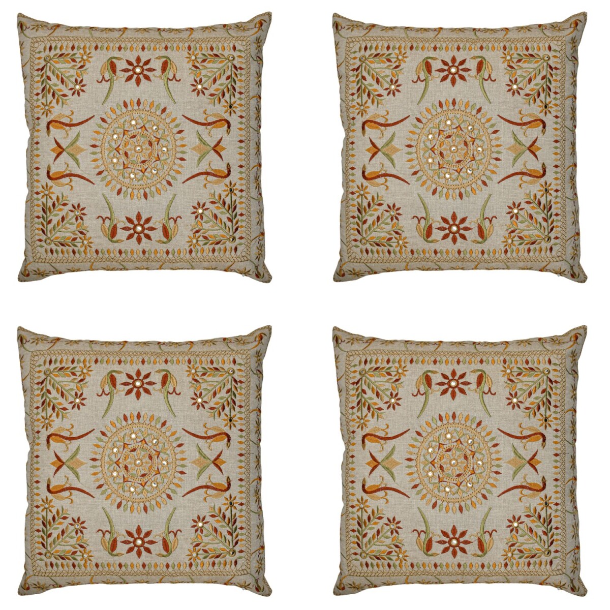 Set di 4 federe fatte a mano, modello Lodge, marrone, 40x40 