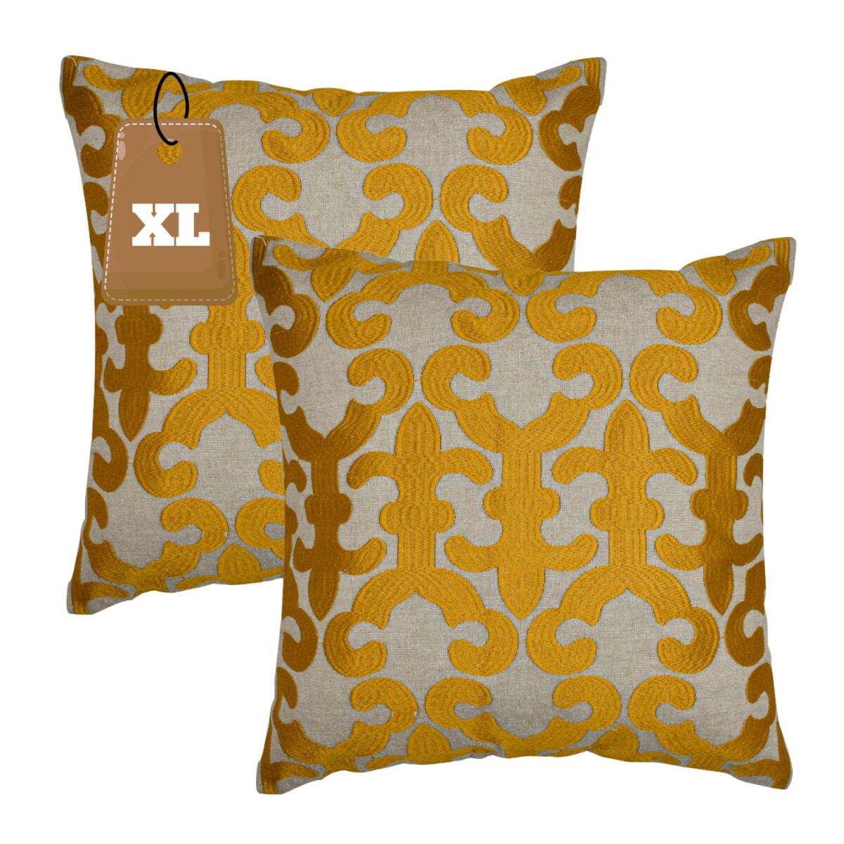 Set da 2 federe realizzate a mano Kayon Gold 50x50 cm | Deco
