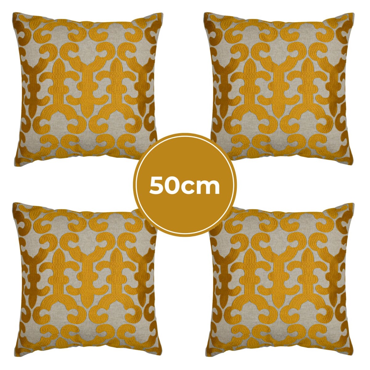 Set di 4 federe fatte a mano Kayon Gold 50x50 cm | Decorazio