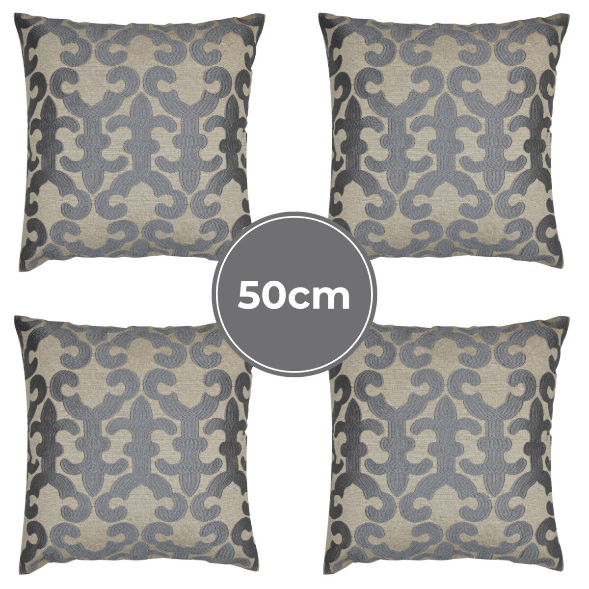 Set di 4 federe fatte a mano Kayon Grigio 50x50 cm | Decoraz