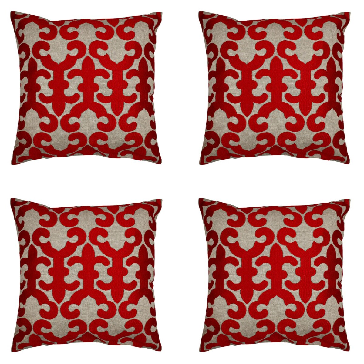 Set di 4 federe fatte a mano Kayon Rosso 40x40 cm | Decorazi