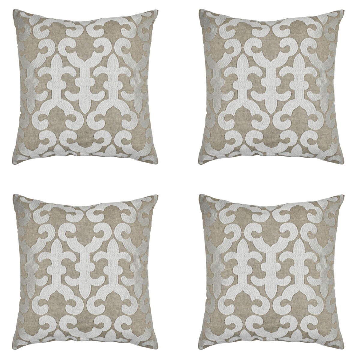 Set di 4 federe fatte a mano Kayon, bianco, 40x40 cm | Decor