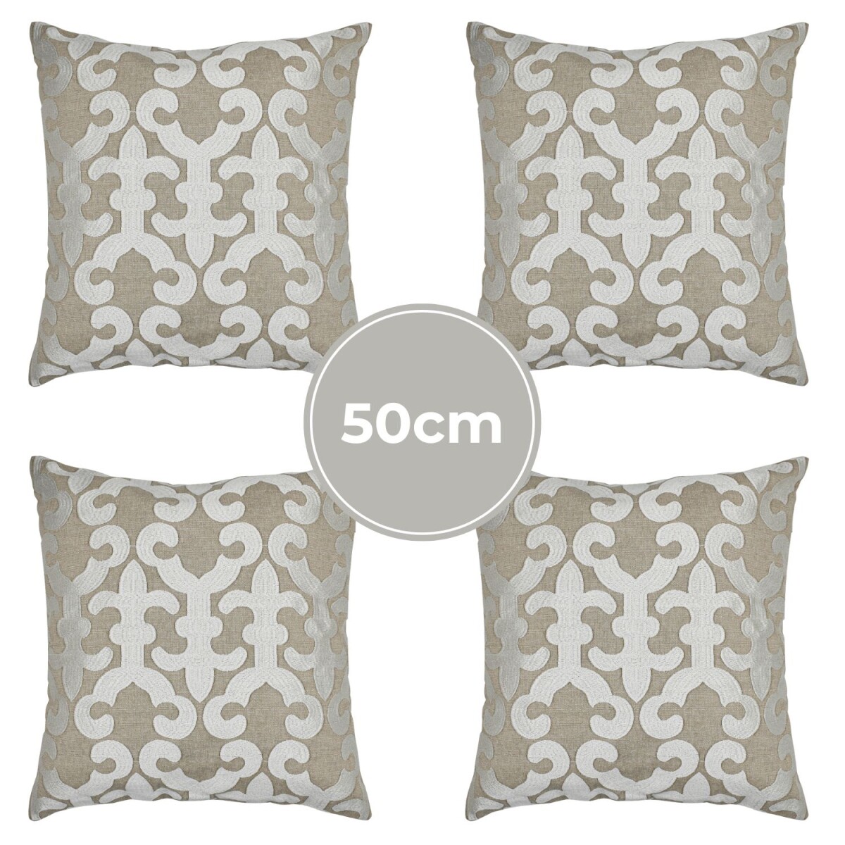 Set di 4 federe fatte a mano Kayon bianche 50x50 cm | Decora