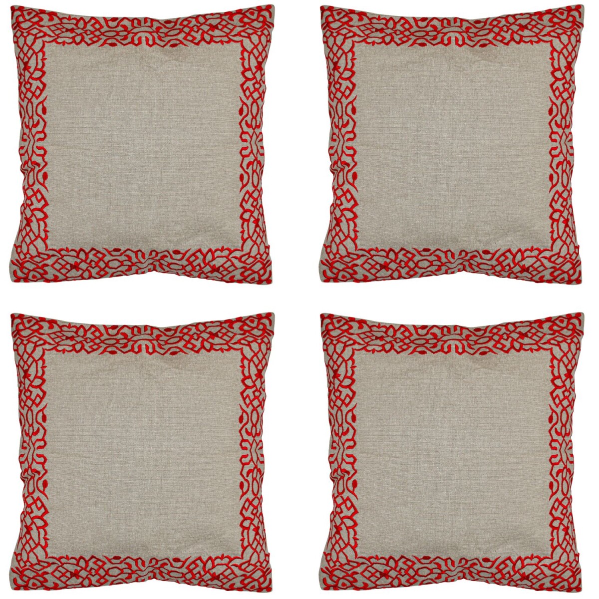 Set di 4 federe fatte a mano Frisia Rosso 40x40 cm | Decoraz
