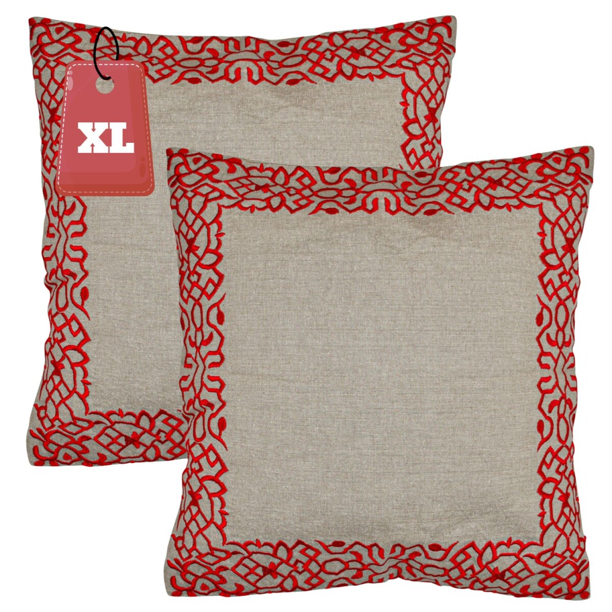 Set di 2 federe fatte a mano Frisia Rosso 50x50 cm | Decoraz