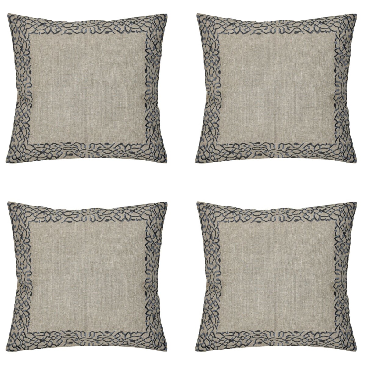 Set di 4 federe fatte a mano Frisia Grigio 40x40 cm | Decora
