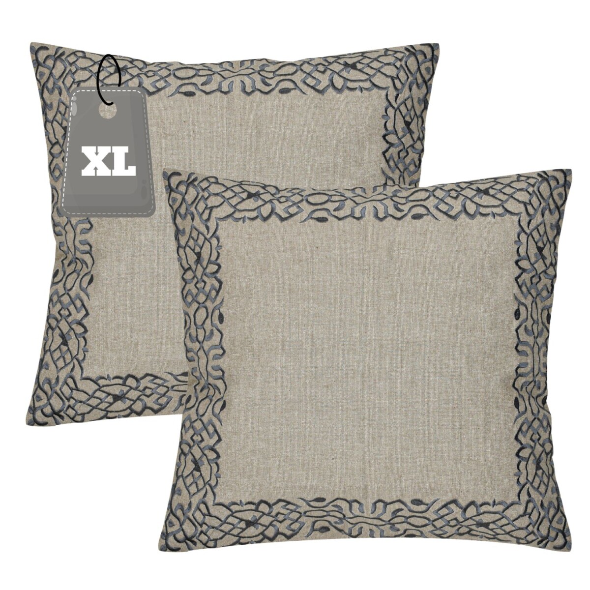 Set di 2 federe fatte a mano Frisia Grigio 50x50 cm | Decora