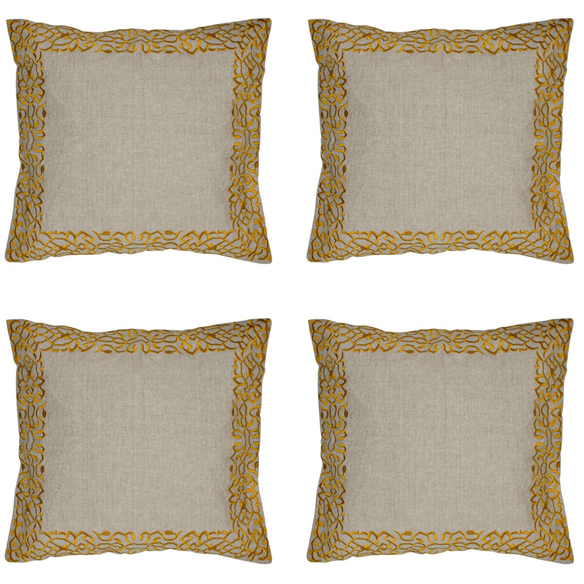 Set di 4 federe fatte a mano Frisia Gold 40x40 cm | Decorazi