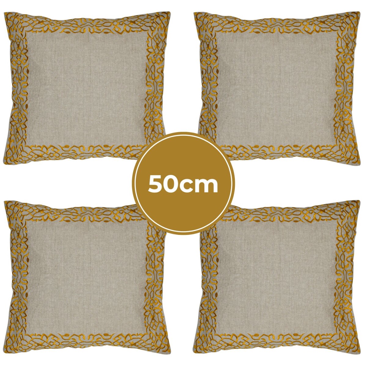Set di 4 federe fatte a mano Frisia Gold 50x50 cm | Decorazi