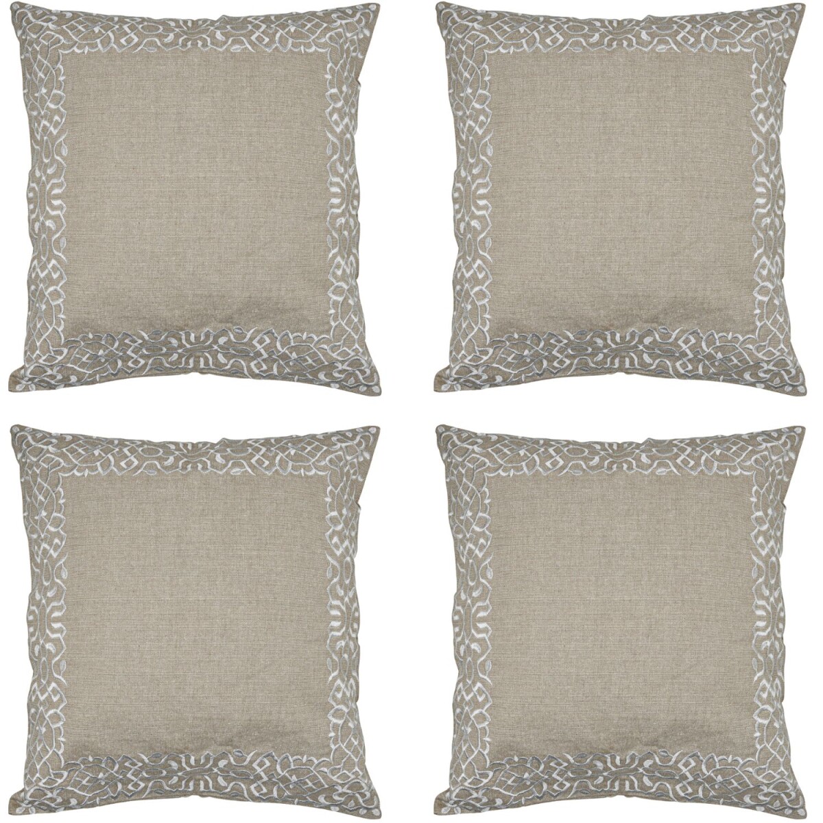 Set di 4 federe fatte a mano Frisia Bianco 40x40 cm | Decora