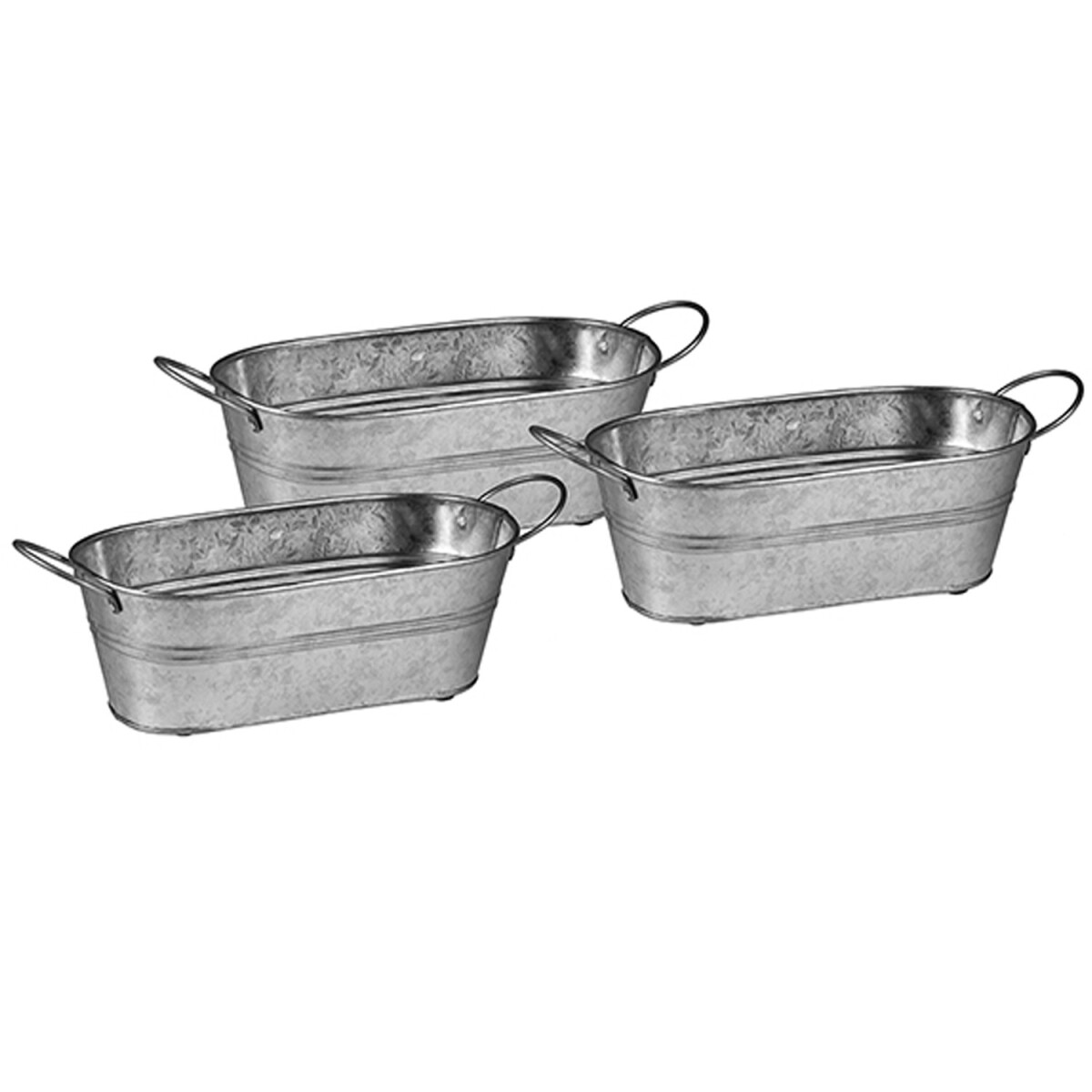 Set da 3 vasi da fiori Baita in zinco 38x15 cm | Fioriera co