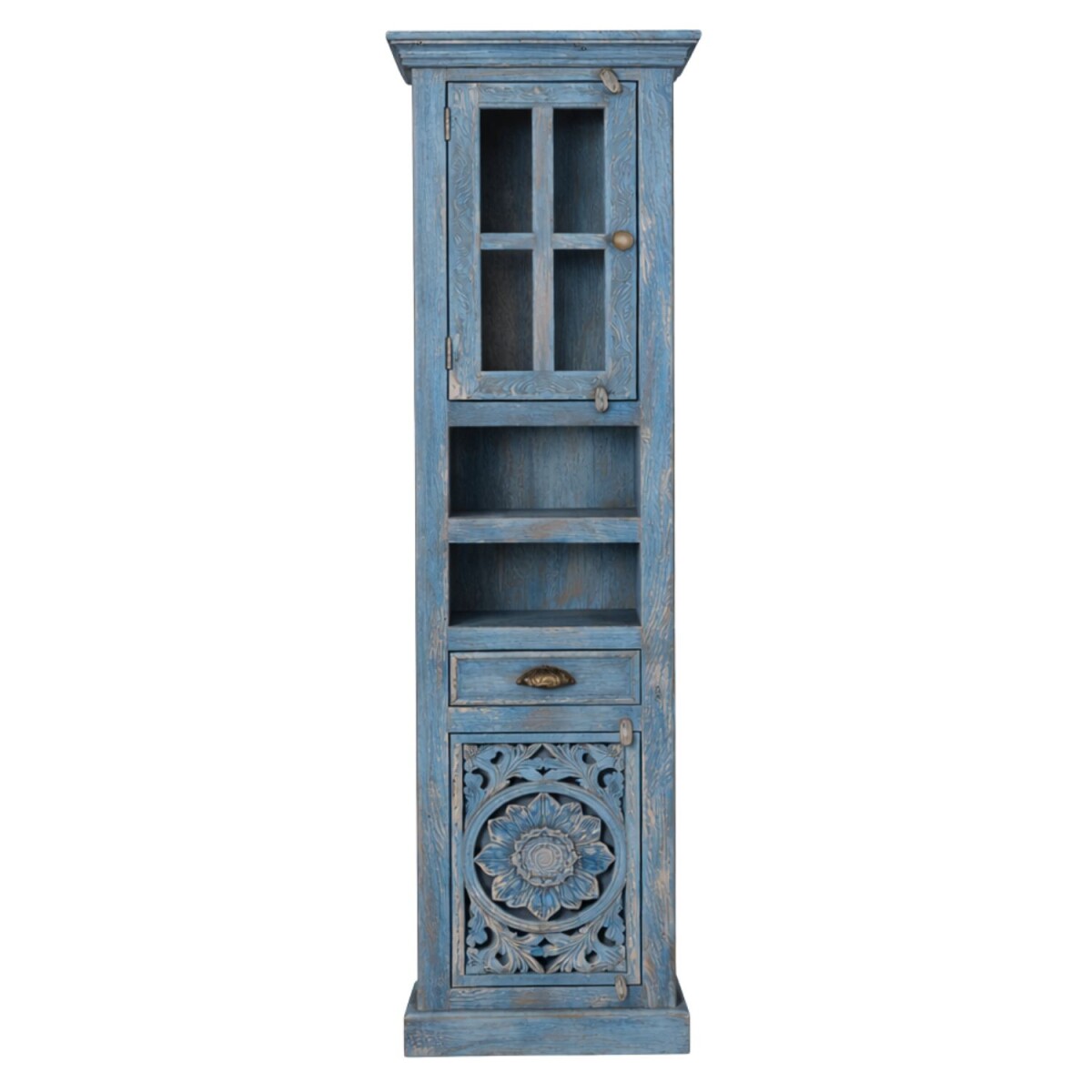 Mobile da bagno Kirpal blu in stile orientale in legno masse