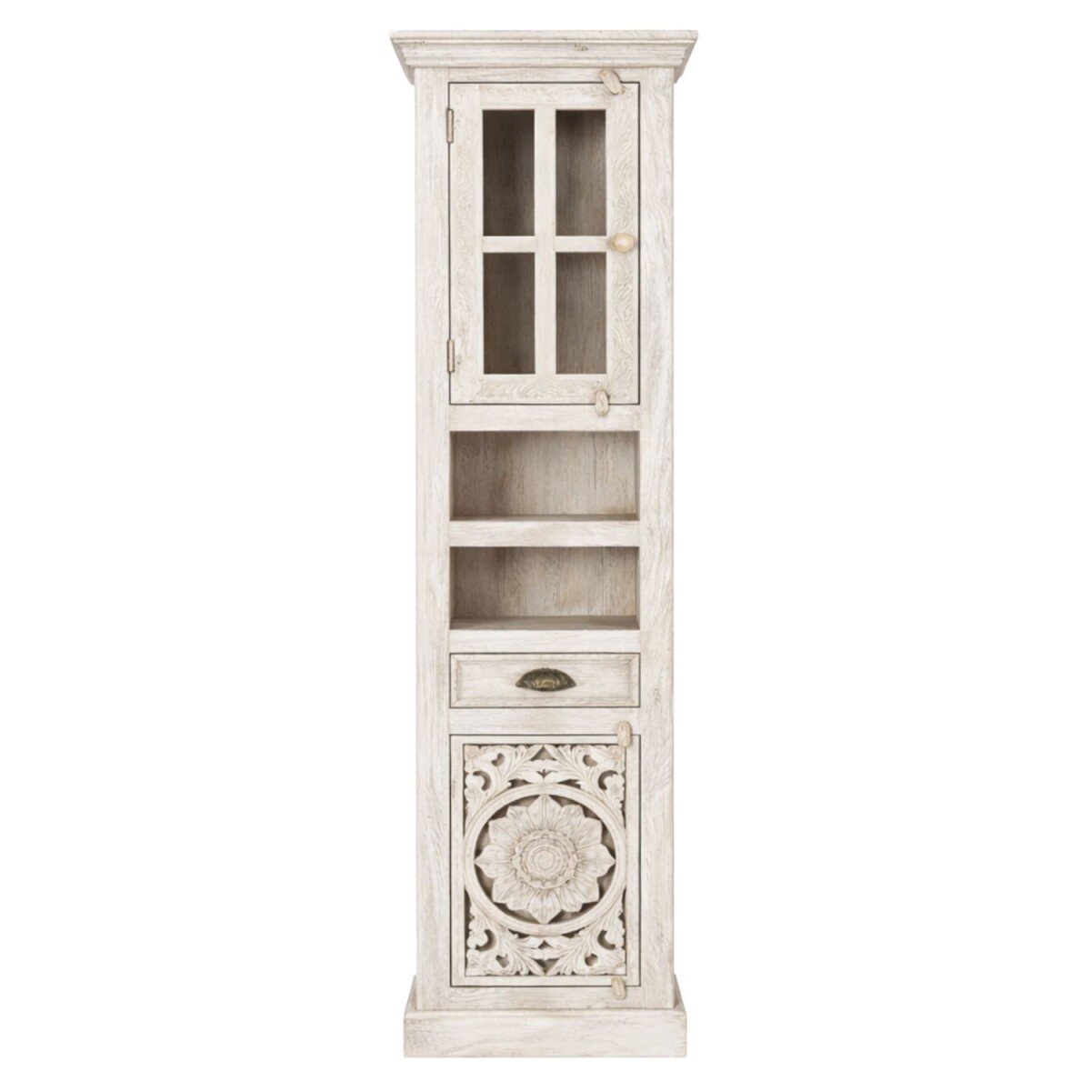 Mobile da bagno Kirpal bianco in stile orientale in legno ma