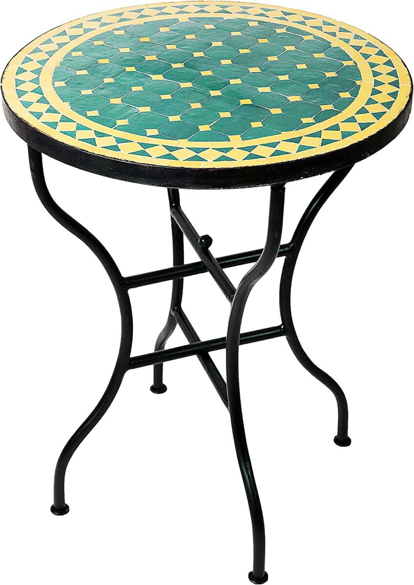Tavolino a mosaico marocchino Marrakech verde-giallo &Oslash