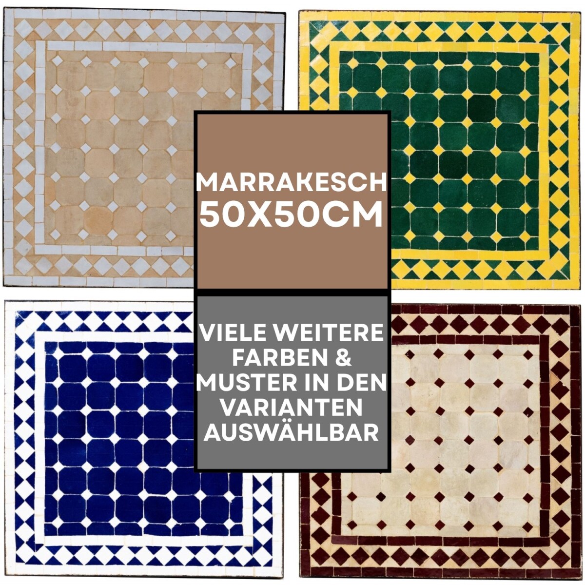 Tavolino marocchino a mosaico Marrakech verde-giallo &Oslash