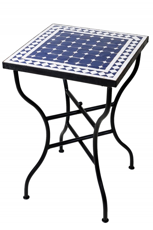 Tavolino a mosaico marocchino Marrakech blu e bianco &Oslash