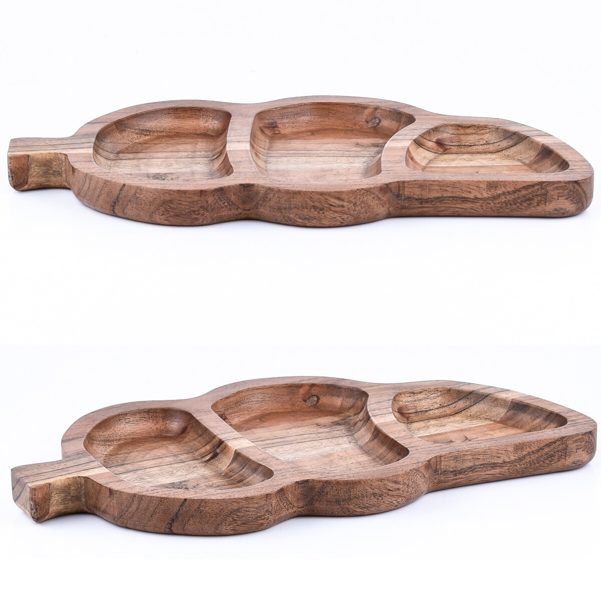 Set da 2 vassoi da portata in legno di acacia "Leaf&quo
