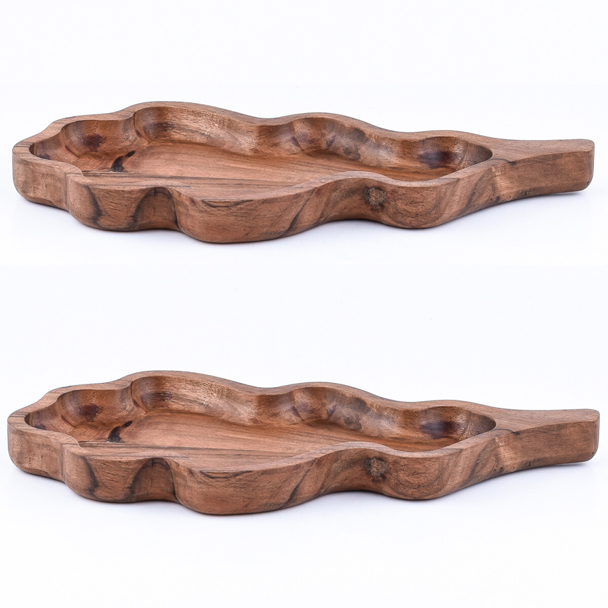 Set da 2 vassoi da portata in legno di acacia "Nussscha