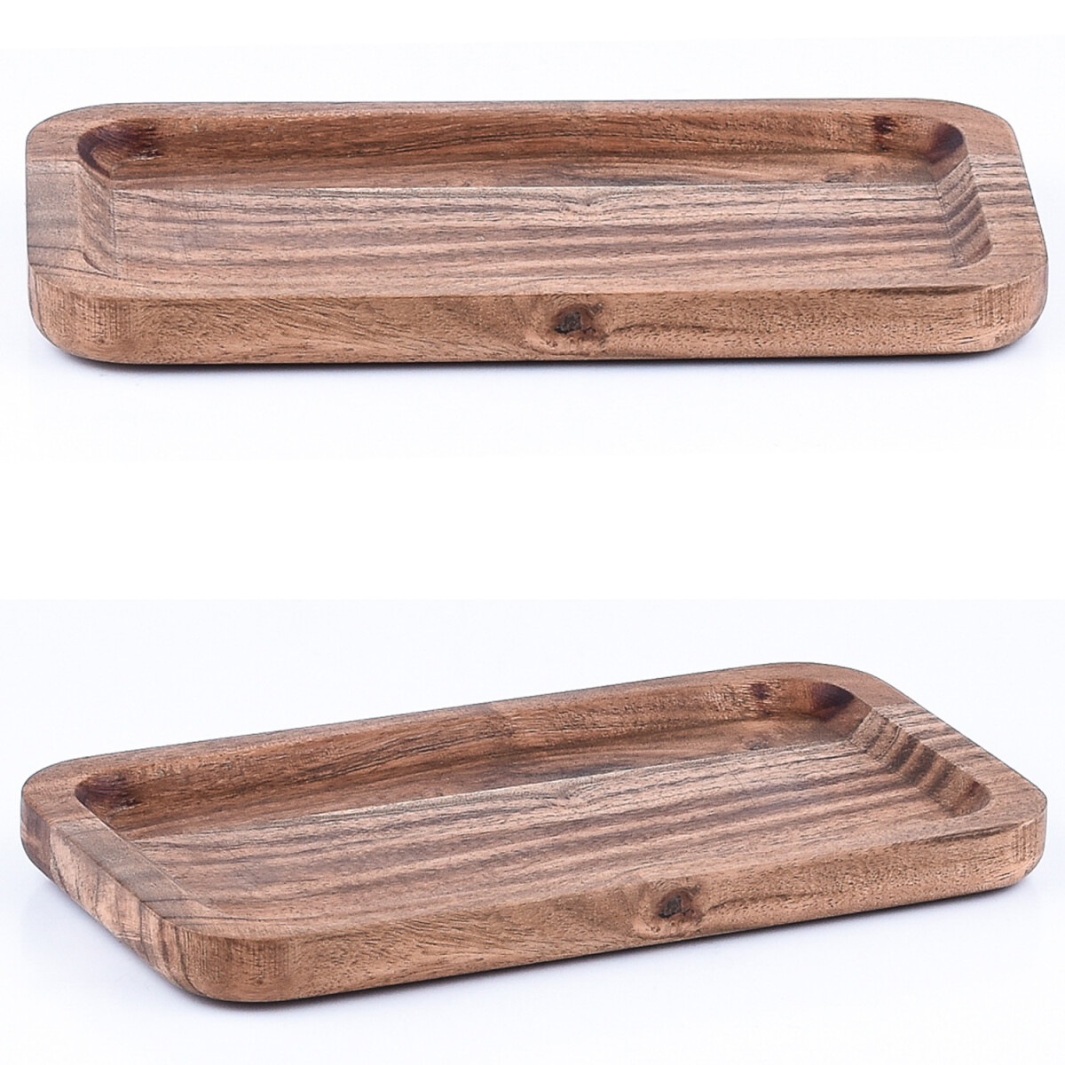 Set da 2 vassoi da portata in legno di acacia Anea 21x6 cm