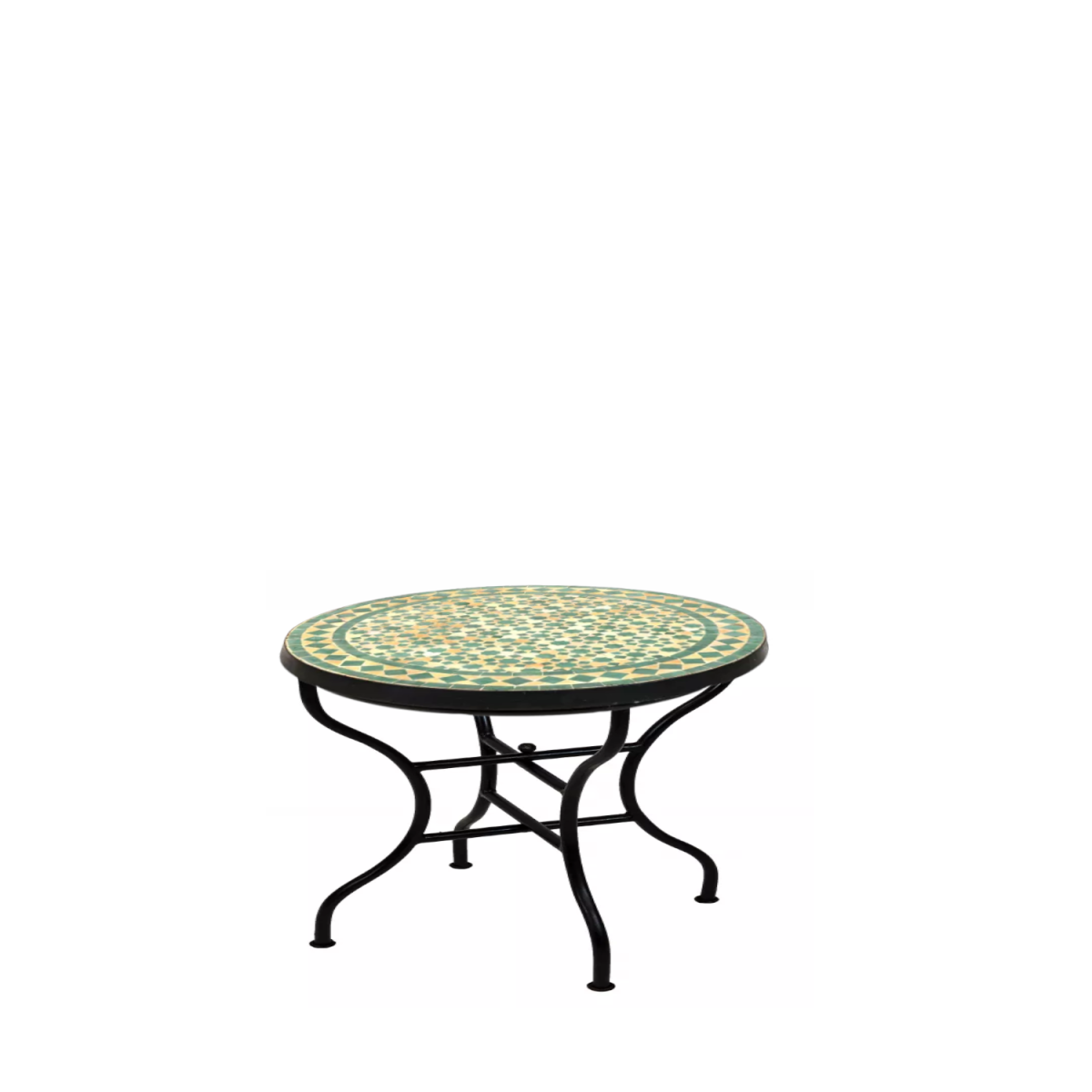 Tavolino marocchino a mosaico Albaicin beige e verde, diamet