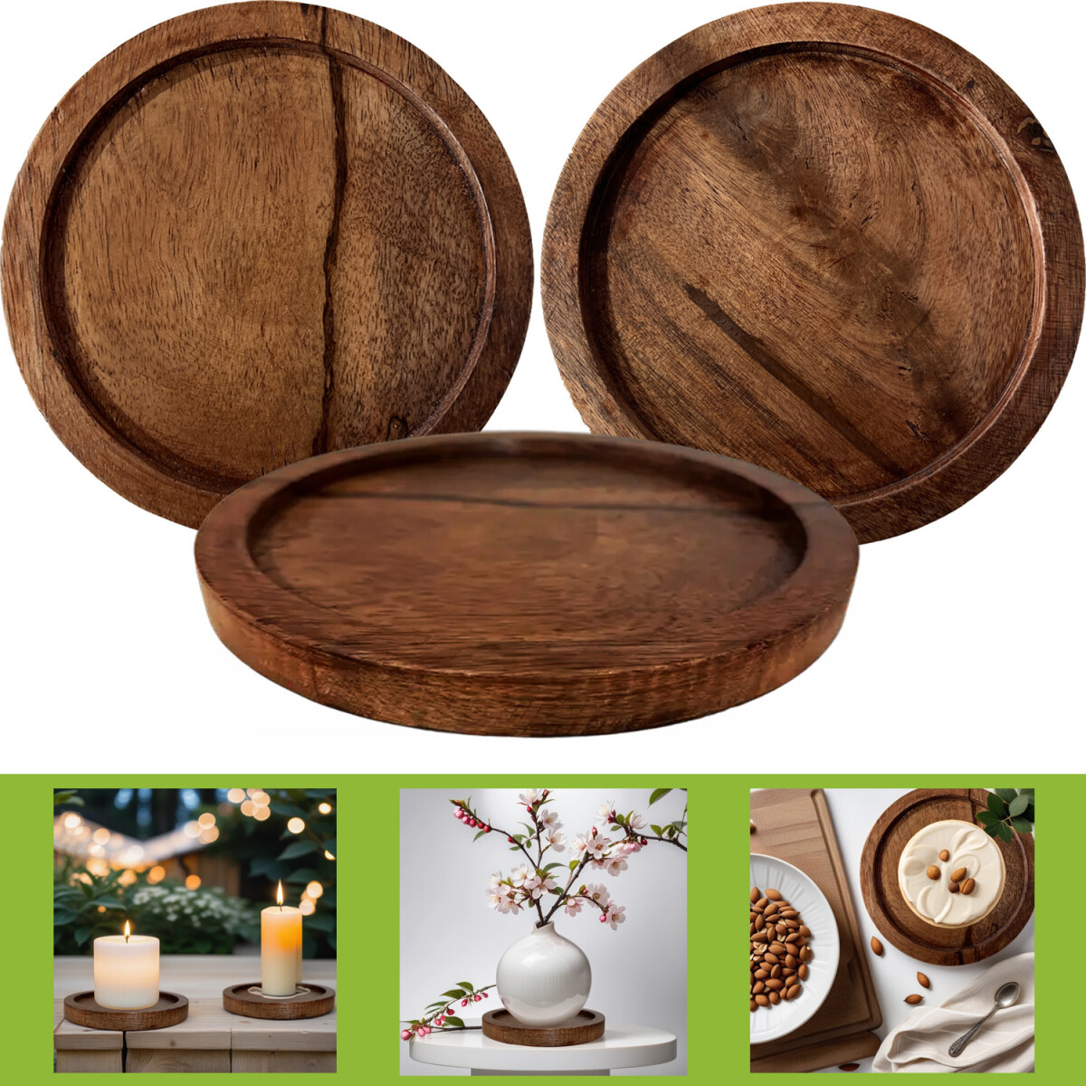 Set da 3 sottobicchieri vintage a forma di vaso da fiori, va