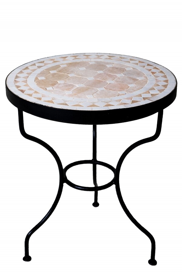 Tavolino a mosaico Marrakech beige e bia box