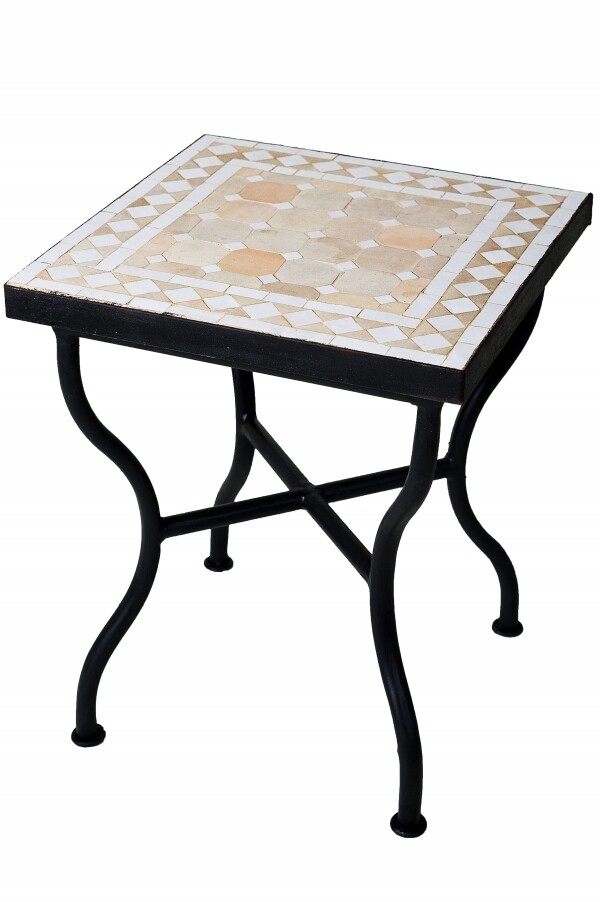 Tavolino a mosaico Marrakech beige e bia box