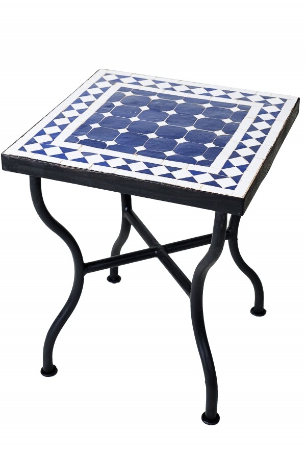Tavolino a mosaico Marrakech blu e bianco | Tavolino da salo