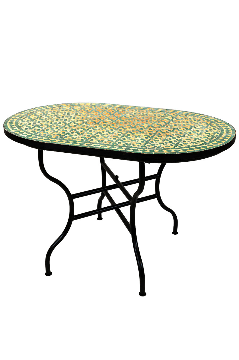 Tavolino a mosaico marocchino Albaicin beige e verde 120x80 
