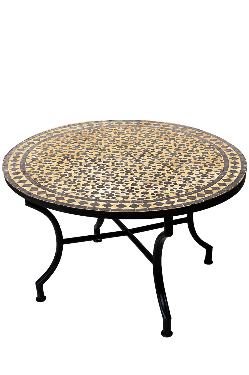 Tavolino marocchino a mosaico Albaicin, beige e marrone scur