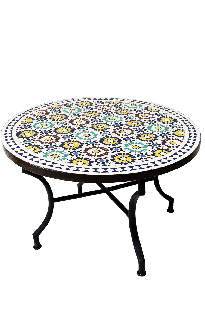 Tavolino marocchino a mosaico Albaicin multicolore, ø