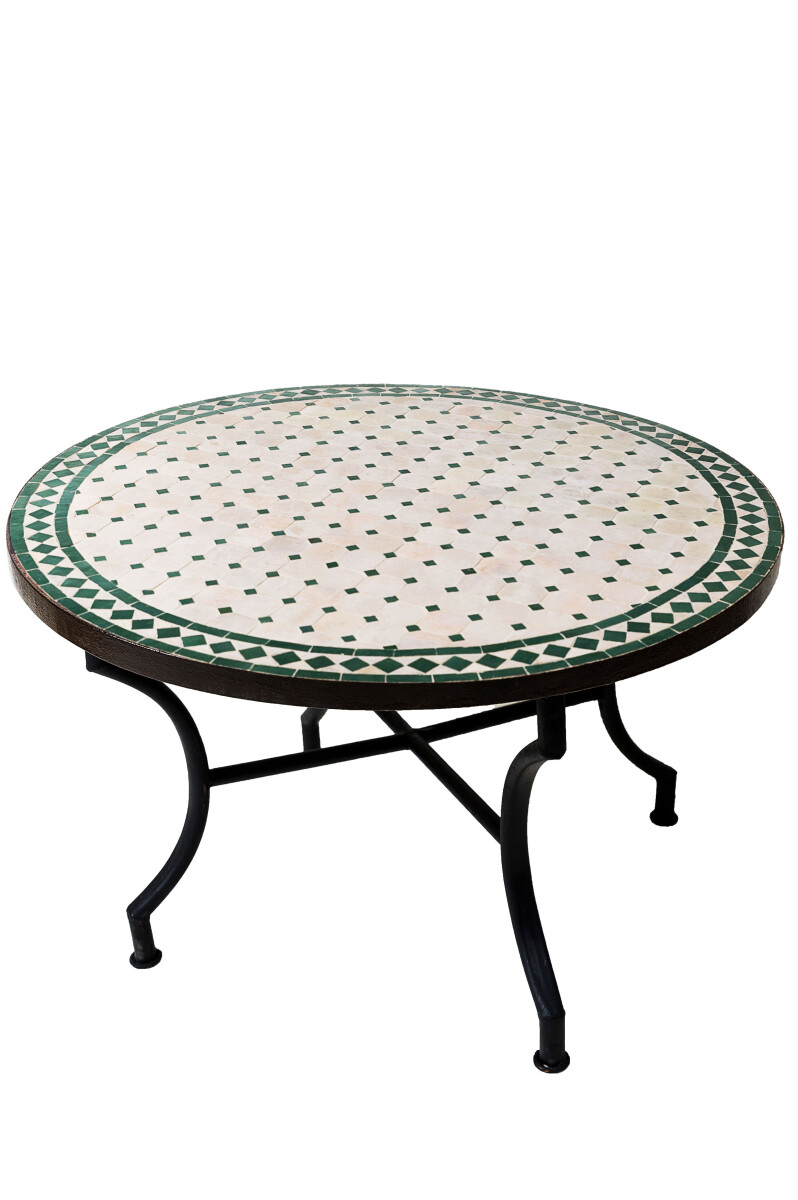 Tavolino marocchino a mosaico Marrakech, beige e verde, &osl